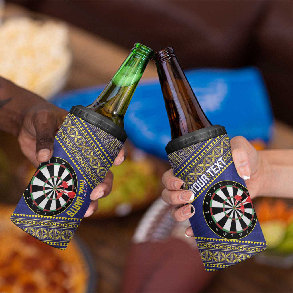 Personalised Niue Darts 4 in 1 Can Cooler Tumbler Dart Board Hiapo Pattern - Polynesian Pride
