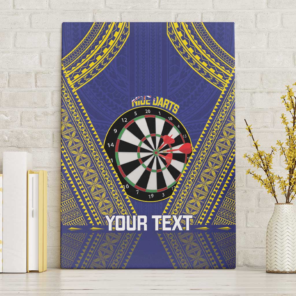 Personalised Niue Darts Canvas Wall Art Dart Board Hiapo Pattern LT14 Without Frame Blue - Polynesian Pride