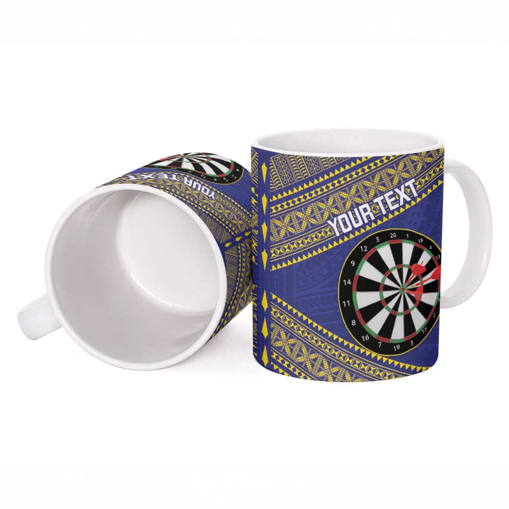 Personalised Niue Darts Ceramic Mug Dart Board Hiapo Pattern LT14 - Polynesian Pride