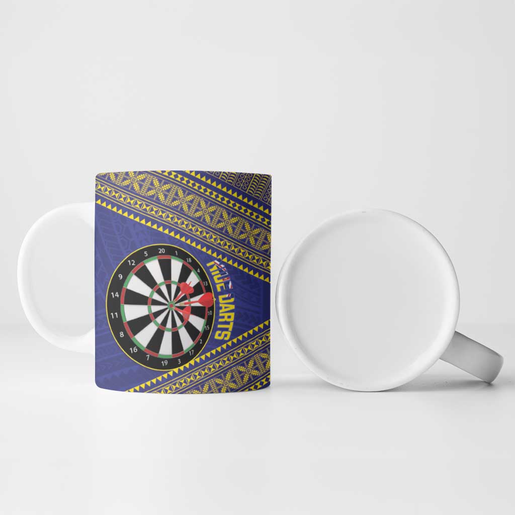 Personalised Niue Darts Ceramic Mug Dart Board Hiapo Pattern LT14 - Polynesian Pride