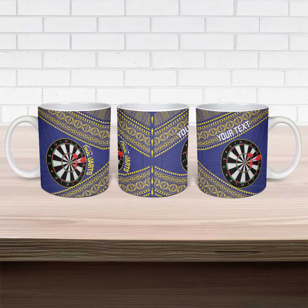 Personalised Niue Darts Ceramic Mug Dart Board Hiapo Pattern LT14 - Polynesian Pride