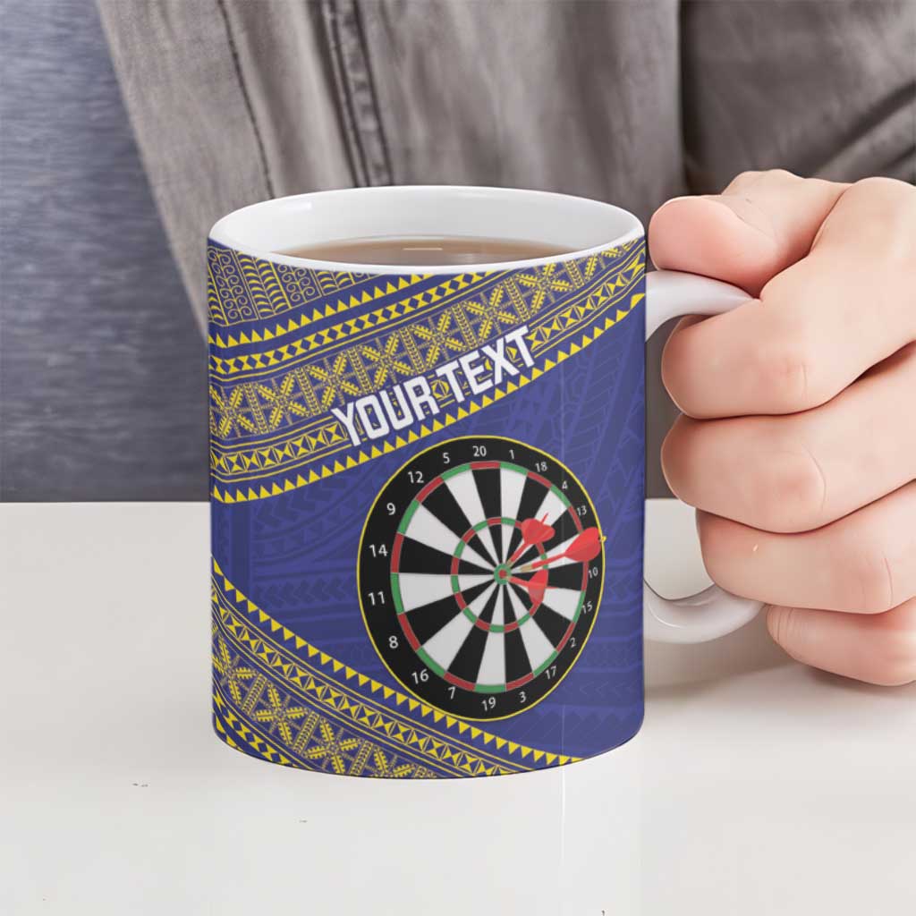 Personalised Niue Darts Ceramic Mug Dart Board Hiapo Pattern LT14 - Polynesian Pride