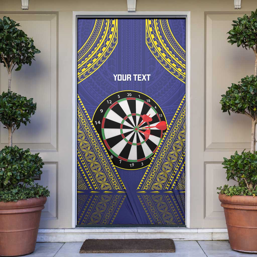 Personalised Niue Darts Door Cover Dart Board Hiapo Pattern LT14 Blue - Polynesian Pride