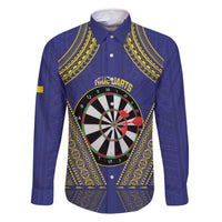 Personalised Niue Darts Family Matching Off Shoulder Maxi Dress and Hawaiian Shirt Dart Board Hiapo Pattern - Polynesian Pride