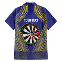 Personalised Niue Darts Family Matching Off Shoulder Short Dress and Hawaiian Shirt Dart Board Hiapo Pattern - Polynesian Pride