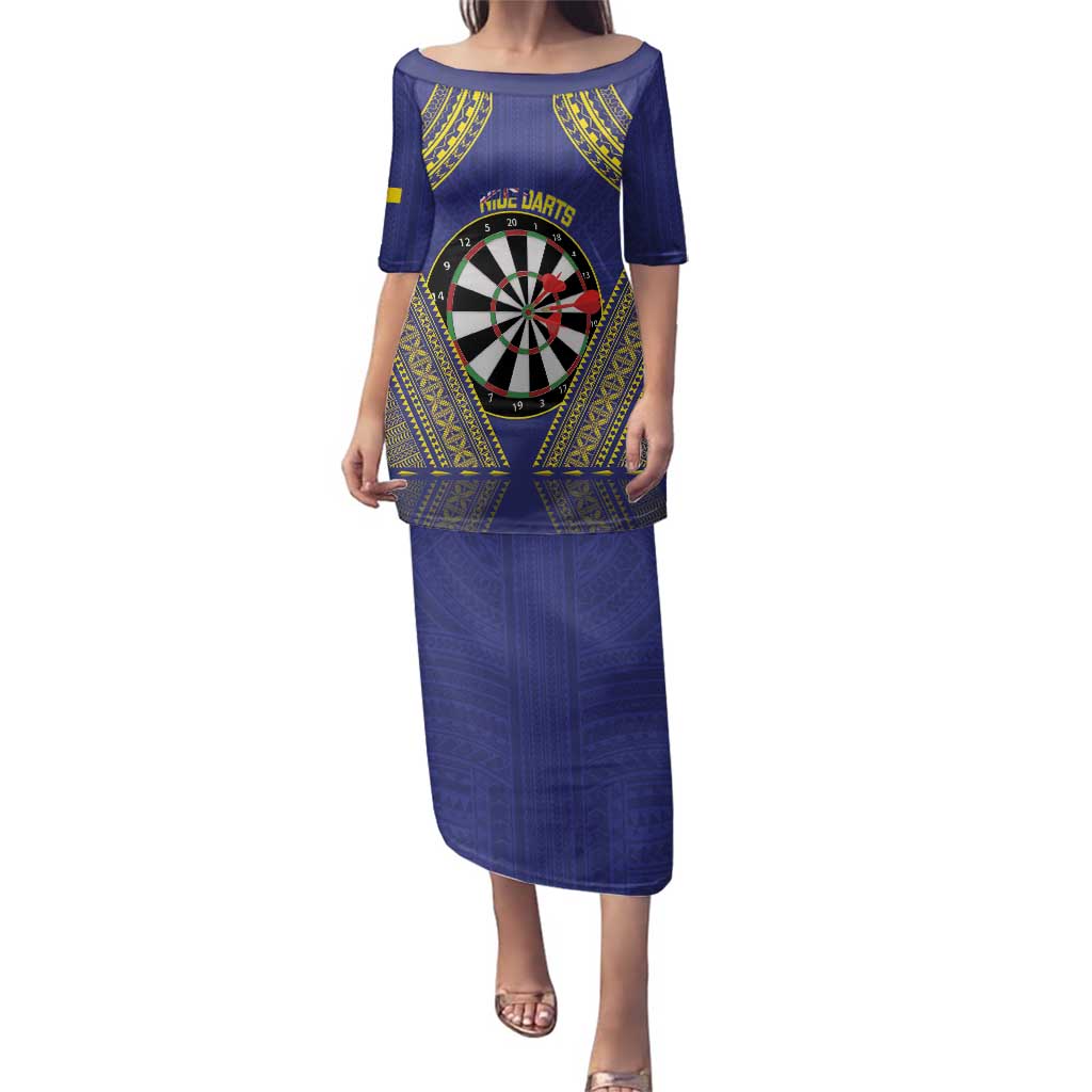 Personalised Niue Darts Family Matching Puletasi and Hawaiian Shirt Dart Board Hiapo Pattern - Polynesian Pride