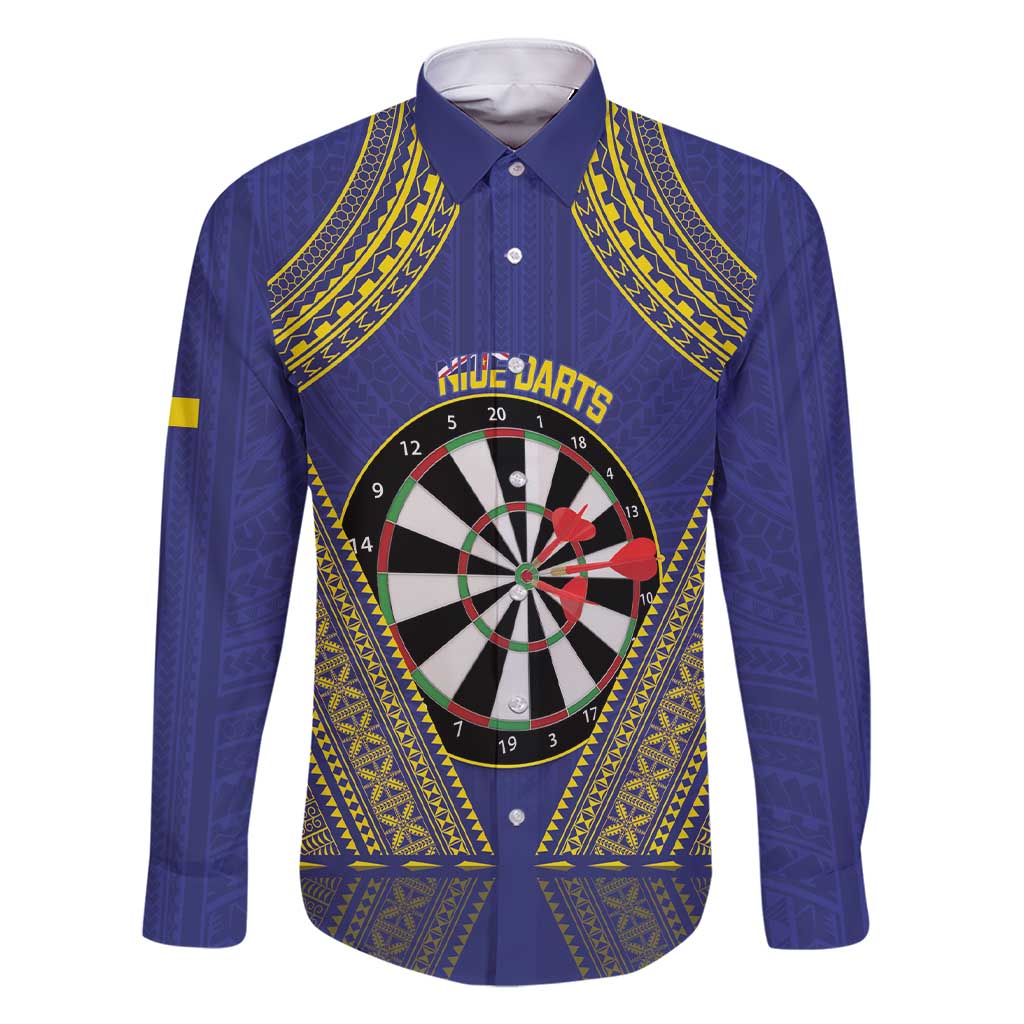 Personalised Niue Darts Family Matching Short Sleeve Bodycon Dress and Hawaiian Shirt Dart Board Hiapo Pattern - Polynesian Pride
