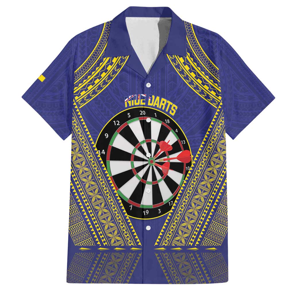 Personalised Niue Darts Family Matching Tank Maxi Dress and Hawaiian Shirt Dart Board Hiapo Pattern - Polynesian Pride
