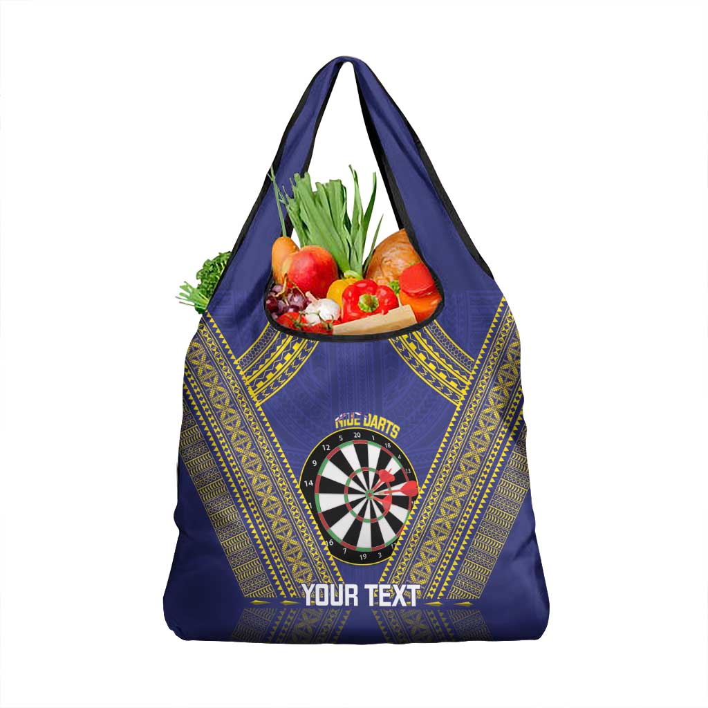 Personalised Niue Darts Grocery Bag Dart Board Hiapo Pattern LT14 1-pack One Size Blue - Polynesian Pride