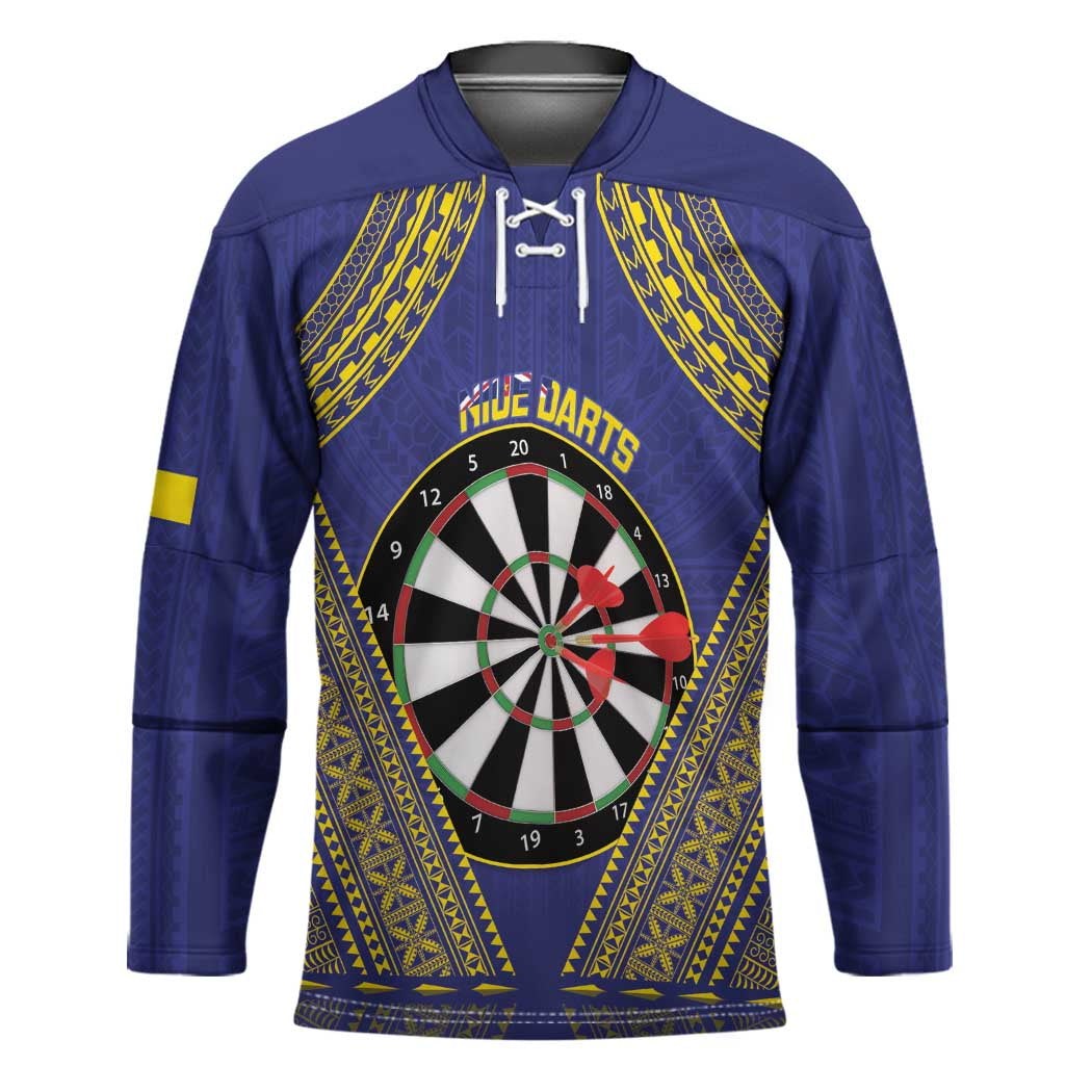 Personalised Niue Darts Hockey Jersey Dart Board Hiapo Pattern - Polynesian Pride