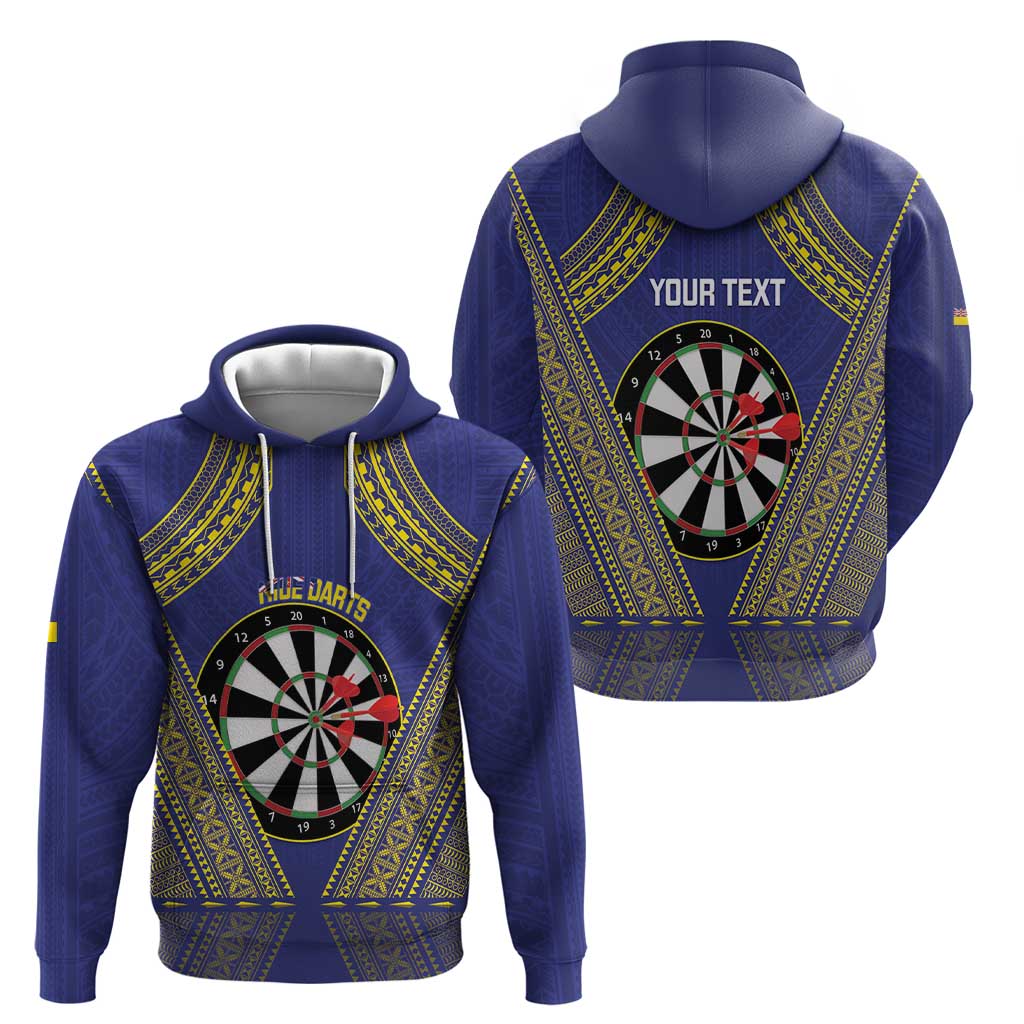 Personalised Niue Darts Hoodie Dart Board Hiapo Pattern - Polynesian Pride