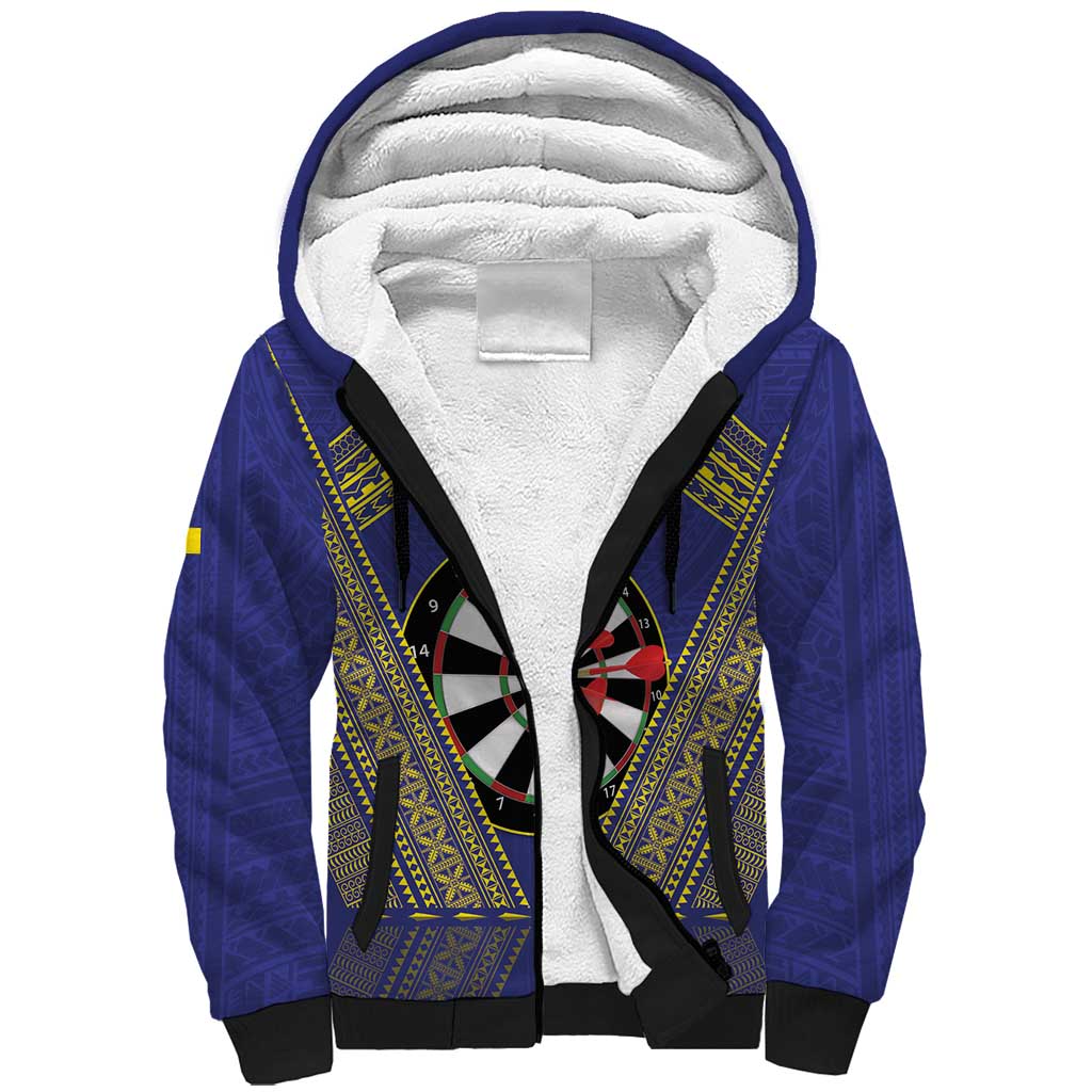 Personalised Niue Darts Sherpa Hoodie Dart Board Hiapo Pattern - Polynesian Pride