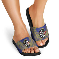 Personalised Niue Darts Slide Sandals Dart Board Hiapo Pattern - Polynesian Pride