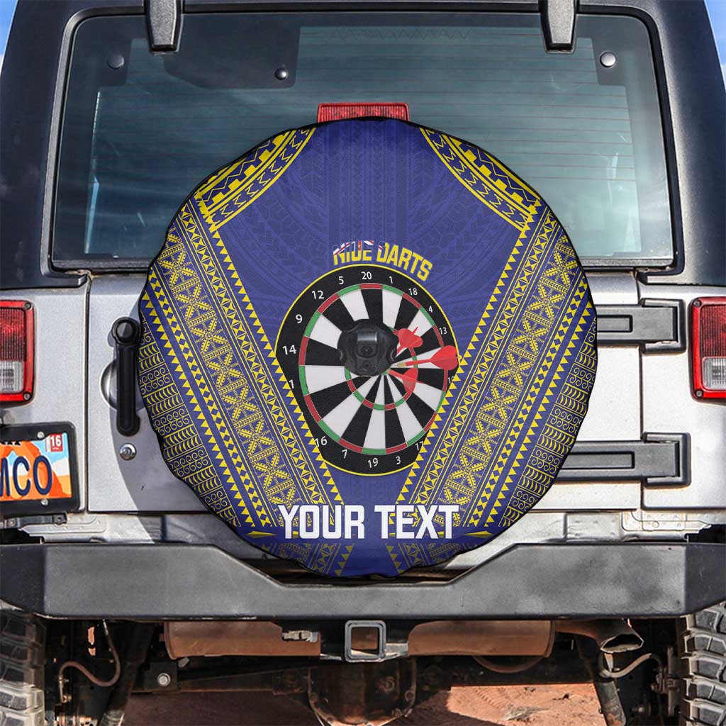 Personalised Niue Darts Spare Tire Cover Dart Board Hiapo Pattern - Polynesian Pride