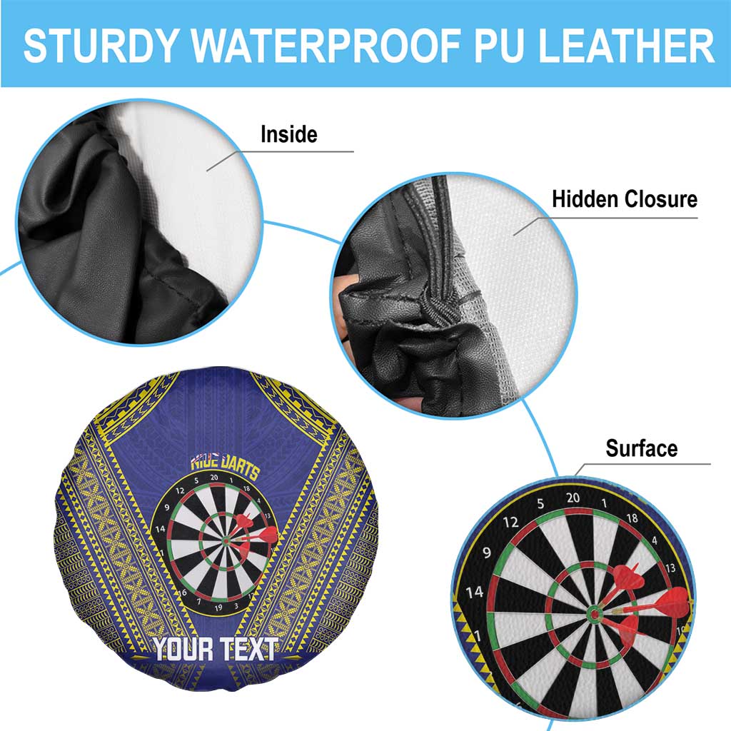 Personalised Niue Darts Spare Tire Cover Dart Board Hiapo Pattern - Polynesian Pride