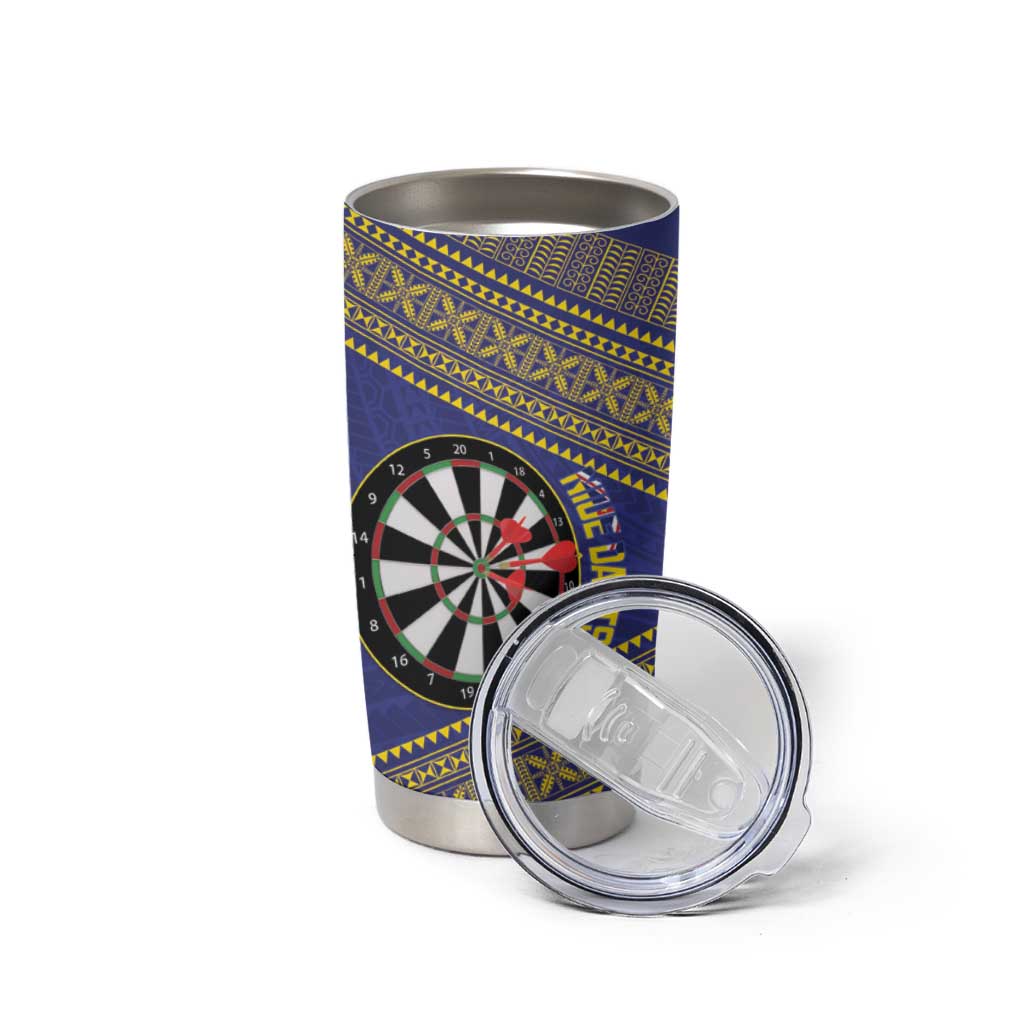 Personalised Niue Darts Tumbler Cup Dart Board Hiapo Pattern - Polynesian Pride
