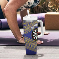 Personalised Niue Darts Tumbler With Handle Dart Board Hiapo Pattern - Polynesian Pride