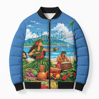Hawaii Makahiki Bomber Puffer Jacket Hawaiian New Year Tropical Vibes LT14 Unisex Blue - Polynesian Pride