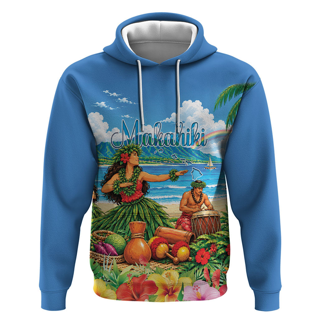 Hawaii Makahiki Zip Hoodie Hawaiian New Year Tropical Vibes LT14 Pullover Hoodie Blue - Polynesian Pride