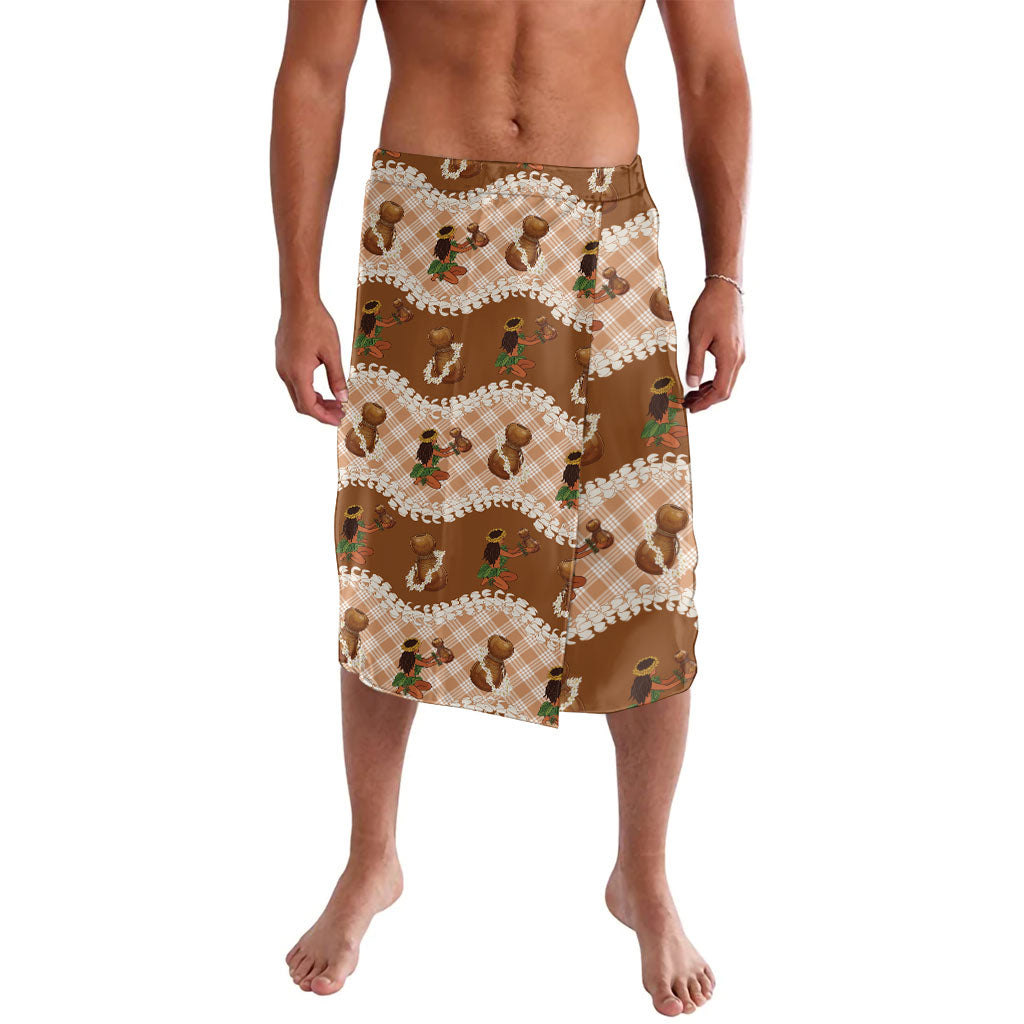 Ipu Heke Hawaii Makahiki Lavalava Hawaiian Puakenikeni Lei Hula Girl Palaka Motifs LT14 Brown - Polynesian Pride