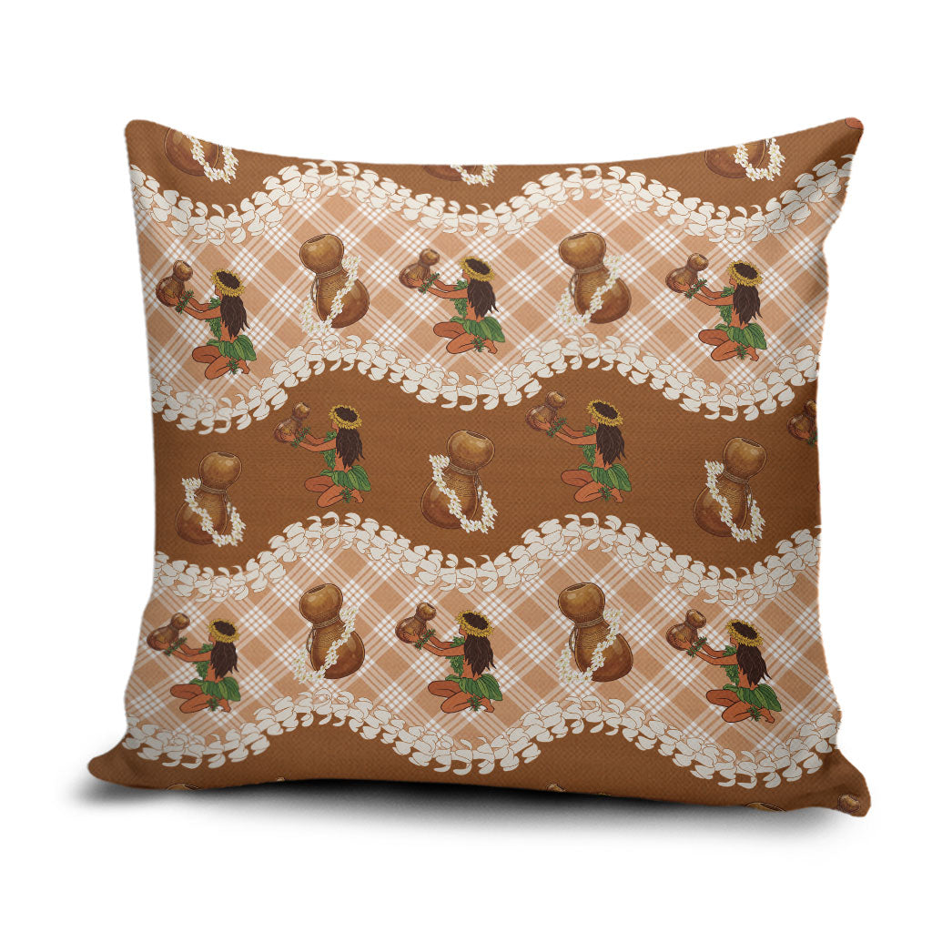Ipu Heke Hawaii Makahiki Pillow Cover Hawaiian Puakenikeni Lei Hula Girl Palaka Motifs LT14 Brown - Polynesian Pride
