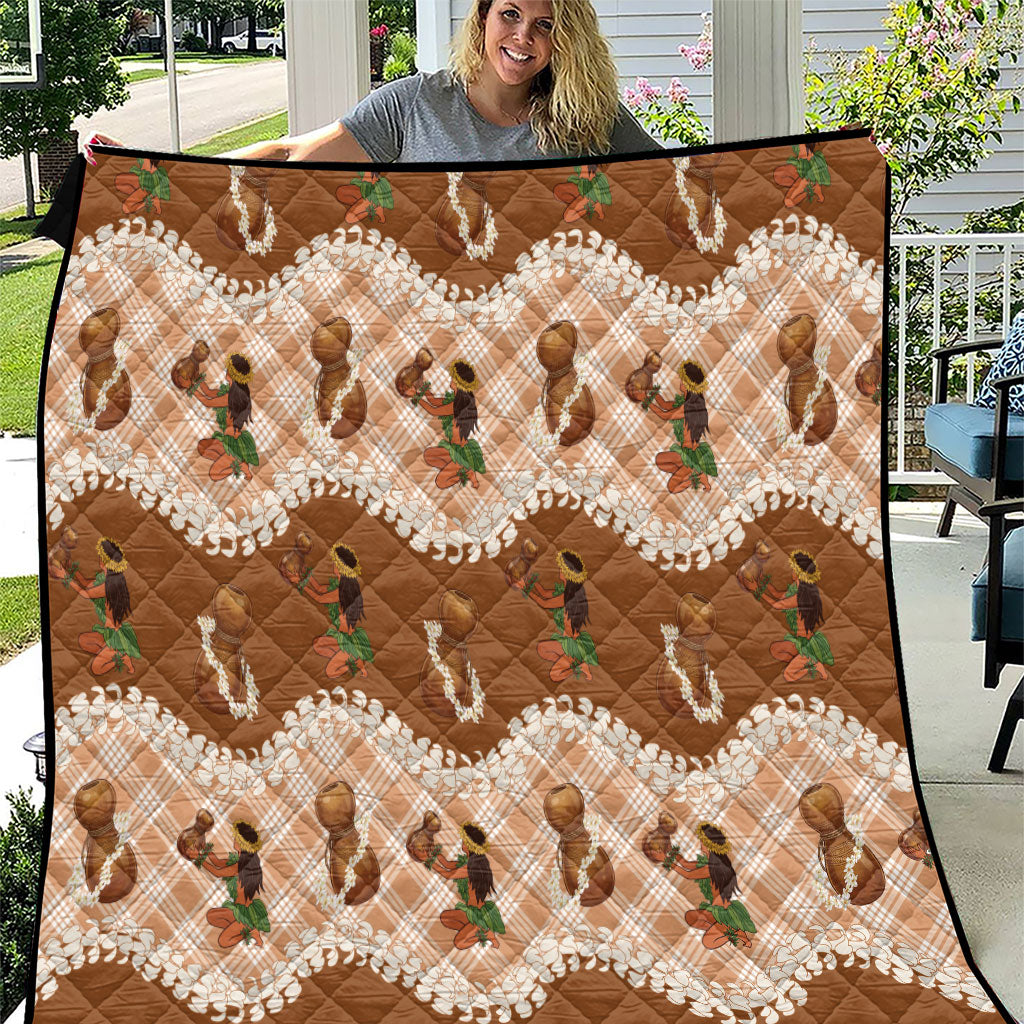 Ipu Heke Hawaii Makahiki Quilt Hawaiian Puakenikeni Lei Hula Girl Palaka Motifs LT14 Brown - Polynesian Pride