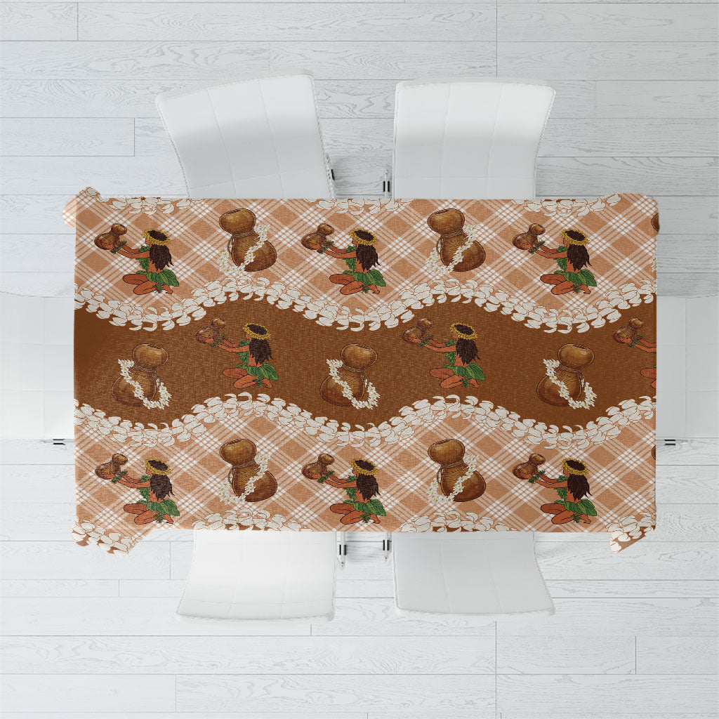 Ipu Heke Hawaii Makahiki Tablecloth Hawaiian Puakenikeni Lei Hula Girl Palaka Motifs LT14 Brown - Polynesian Pride