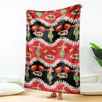 Uliuli Hawaii Makahiki Blanket Hawaiian Puakenikeni Lei Hula Girl Red Version LT14 - Polynesian Pride