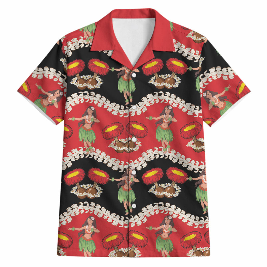 Uliuli Hawaii Makahiki Hawaiian Shirt Hawaiian Puakenikeni Lei Hula Girl Red Version LT14 Red - Polynesian Pride