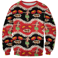 Uliuli Hawaii Makahiki Sweatshirt Hawaiian Puakenikeni Lei Hula Girl Red Version LT14 Unisex Red - Polynesian Pride