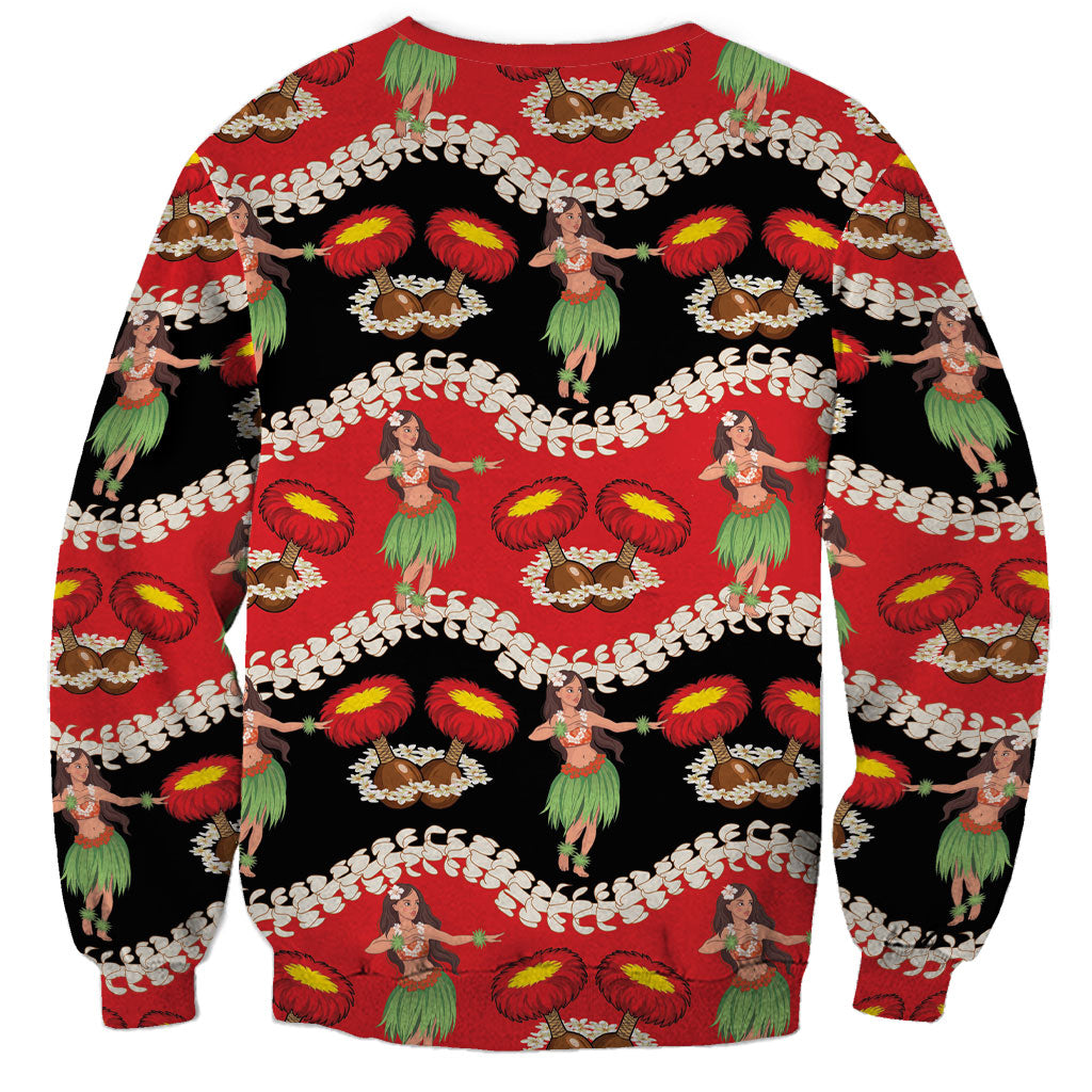Uliuli Hawaii Makahiki Sweatshirt Hawaiian Puakenikeni Lei Hula Girl Red Version LT14 - Polynesian Pride