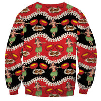 Uliuli Hawaii Makahiki Sweatshirt Hawaiian Puakenikeni Lei Hula Girl Red Version LT14 - Polynesian Pride