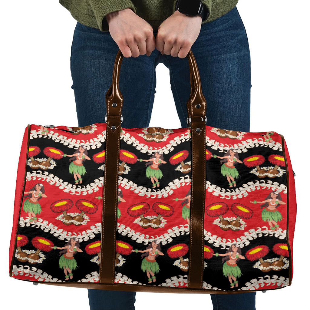 Uliuli Hawaii Makahiki Travel Bag Hawaiian Puakenikeni Lei Hula Girl Red Version LT14 Red - Polynesian Pride