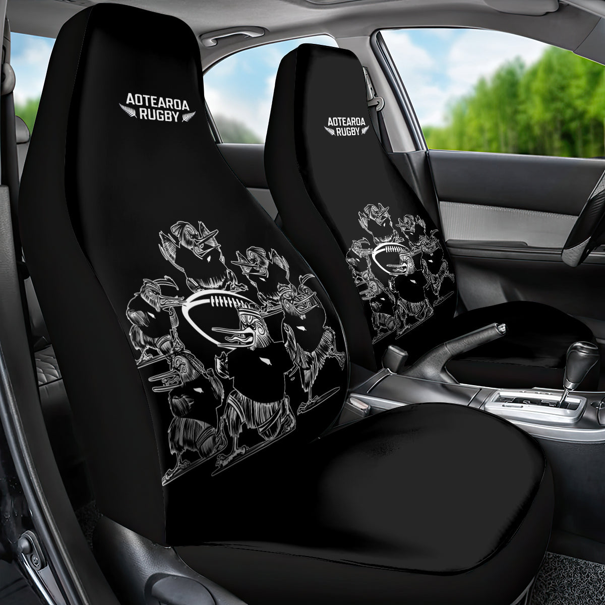 New Zealand Silver Fern Rugby Car Seat Cover Haka Aotearoa Kiwi Dance LT14 - Polynesian Pride