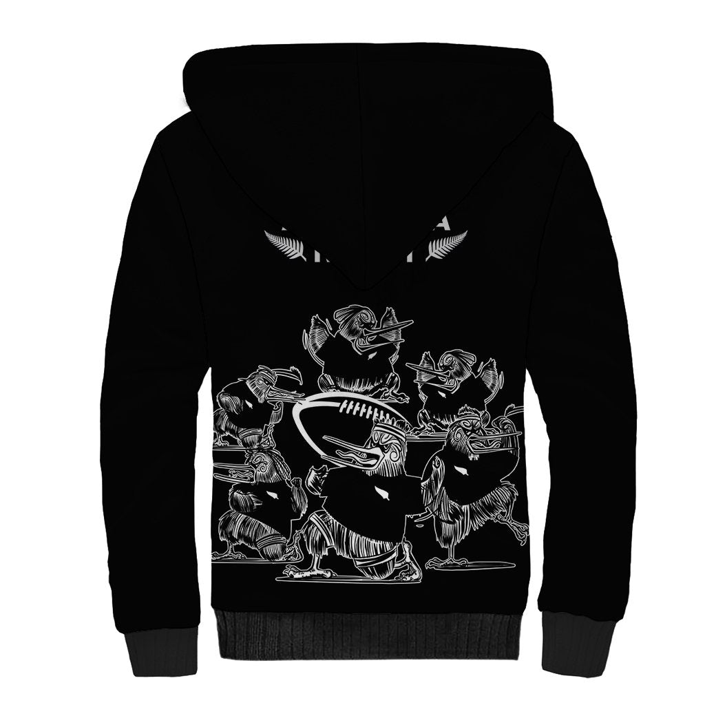 New Zealand Silver Fern Rugby Sherpa Hoodie Haka Aotearoa Kiwi Dance LT14 - Polynesian Pride