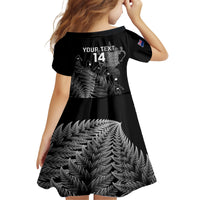 Custom New Zealand Silver Fern Rugby Kid Short Sleeve Dress All Black Go Champions 2023 With Trophy Proud LT14 - Polynesian Pride