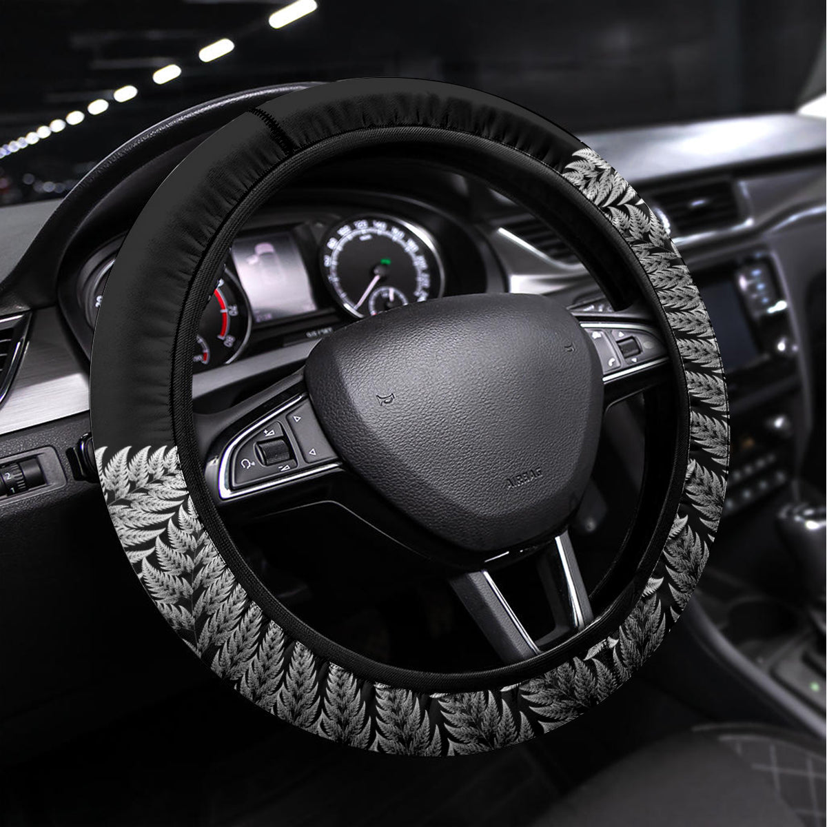 New Zealand Silver Fern Rugby Steering Wheel Cover All Black Go Champions 2023 With Trophy Proud LT14 Universal Fit Black - Polynesian Pride