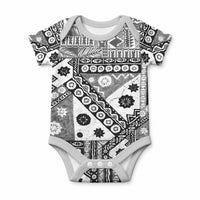 Black Bula Fiji Baby Onesie Unique Masi Tapa Pattern LT14 Black - Polynesian Pride