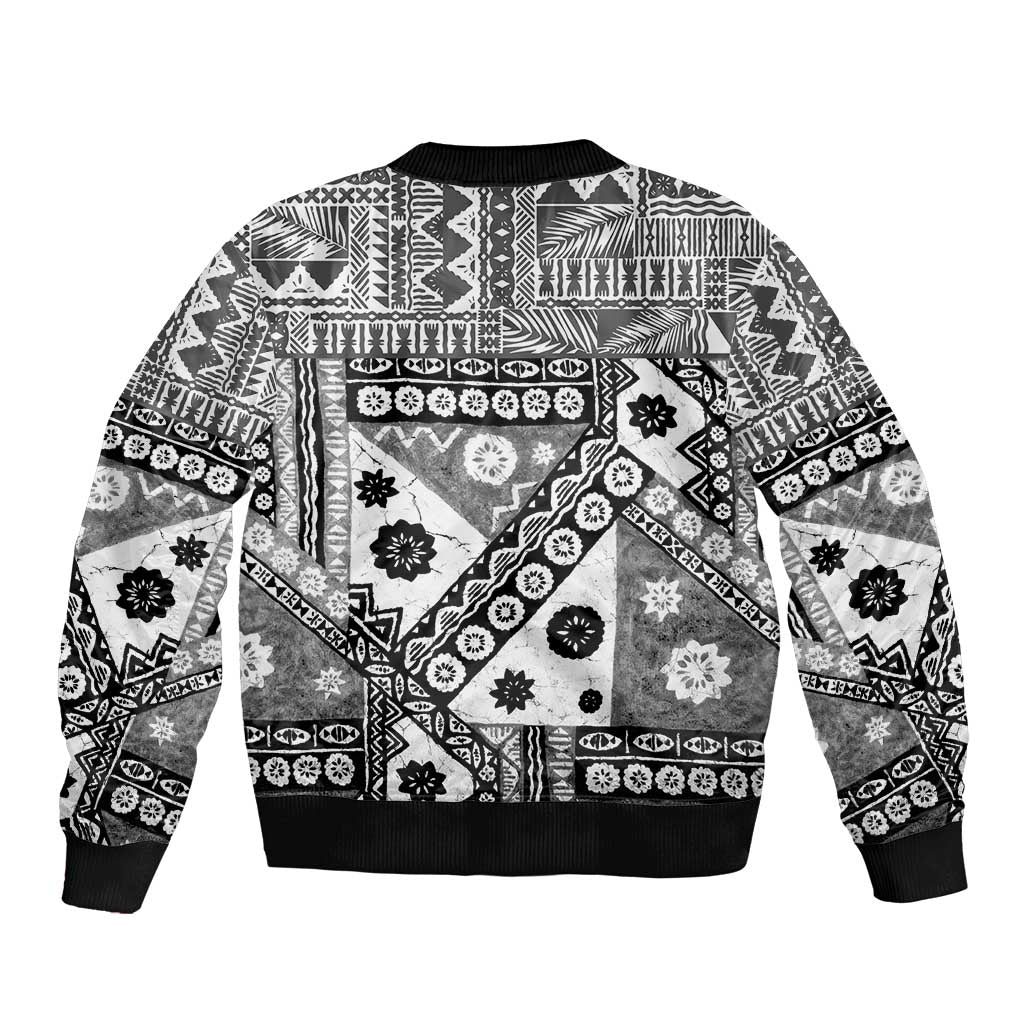 Black Bula Fiji Bomber Jacket Unique Masi Tapa Pattern