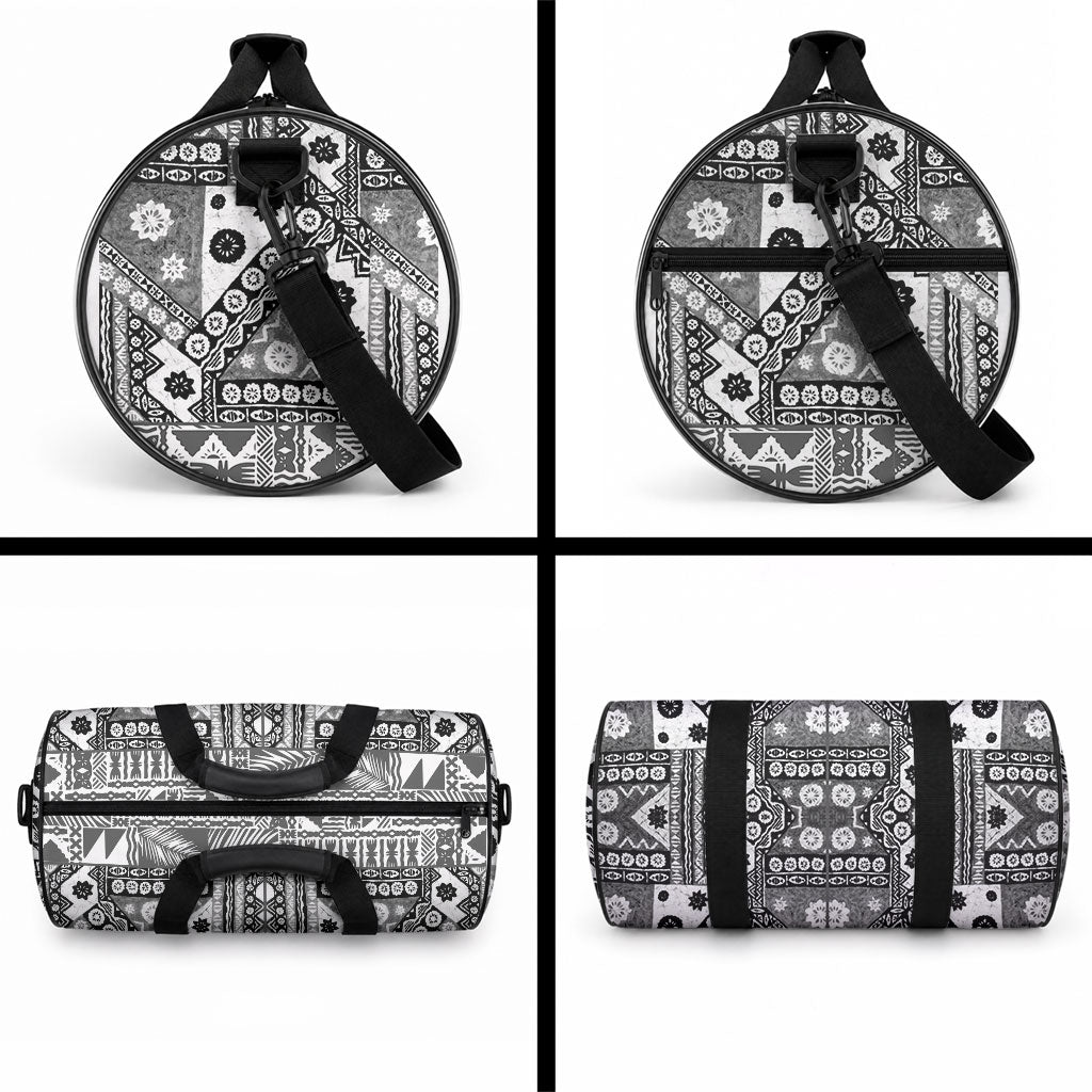 Black Bula Fiji Duffle Bag Unique Masi Tapa Pattern LT14 - Polynesian Pride