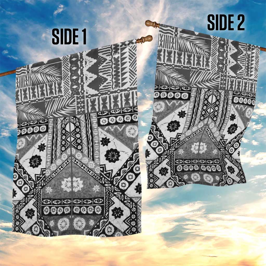Black Bula Fiji Garden Flag Unique Masi Tapa Pattern