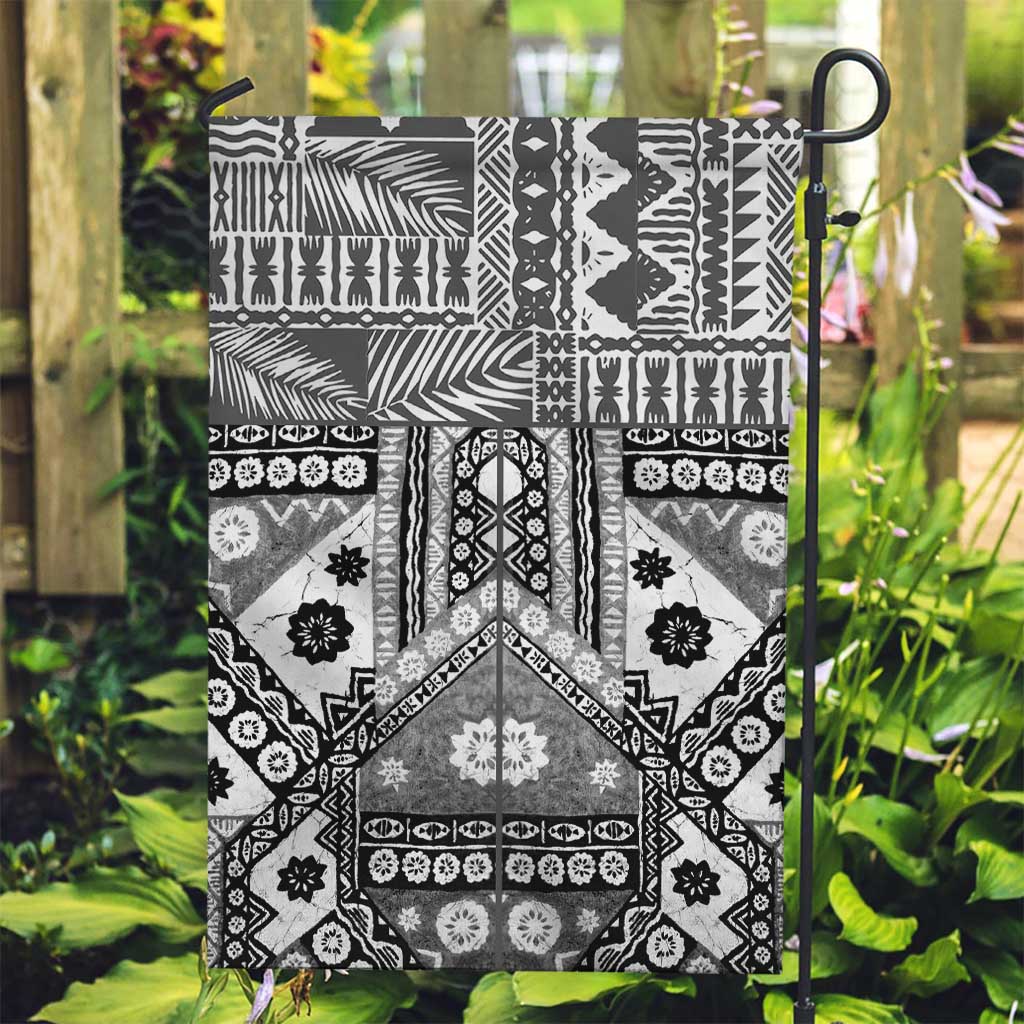 Black Bula Fiji Garden Flag Unique Masi Tapa Pattern