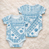 Blue Bula Fiji Baby Onesie Unique Masi Tapa Pattern LT14 - Polynesian Pride