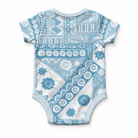 Blue Bula Fiji Baby Onesie Unique Masi Tapa Pattern LT14 - Polynesian Pride