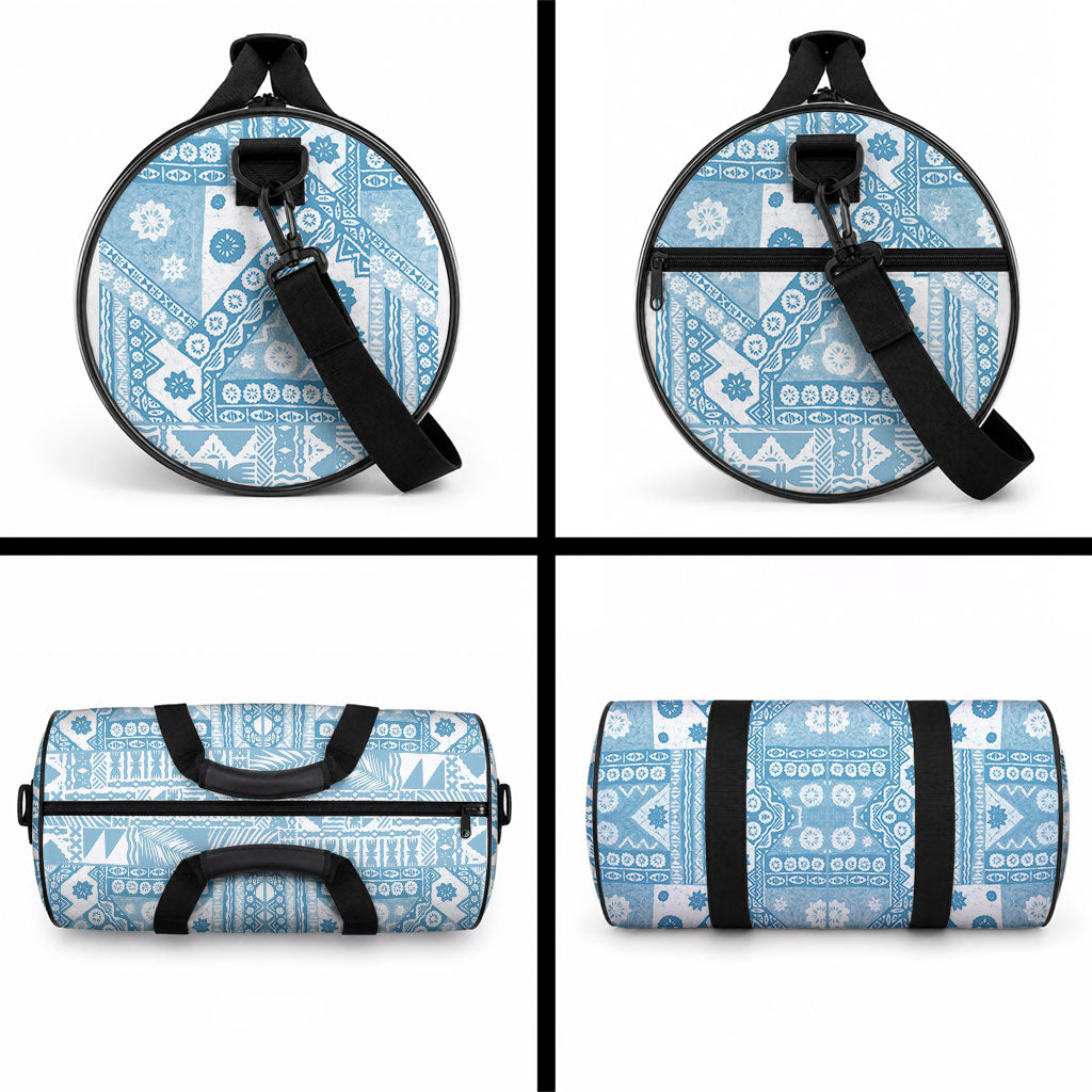 Blue Bula Fiji Duffle Bag Unique Masi Tapa Pattern LT14 - Polynesian Pride