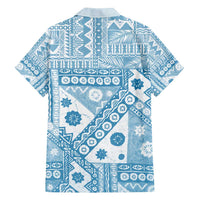 Blue Bula Fiji Family Matching Long Sleeve Bodycon Dress and Hawaiian Shirt Unique Masi Tapa Pattern