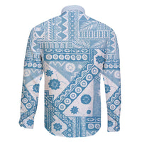 Blue Bula Fiji Family Matching Off Shoulder Maxi Dress and Hawaiian Shirt Unique Masi Tapa Pattern