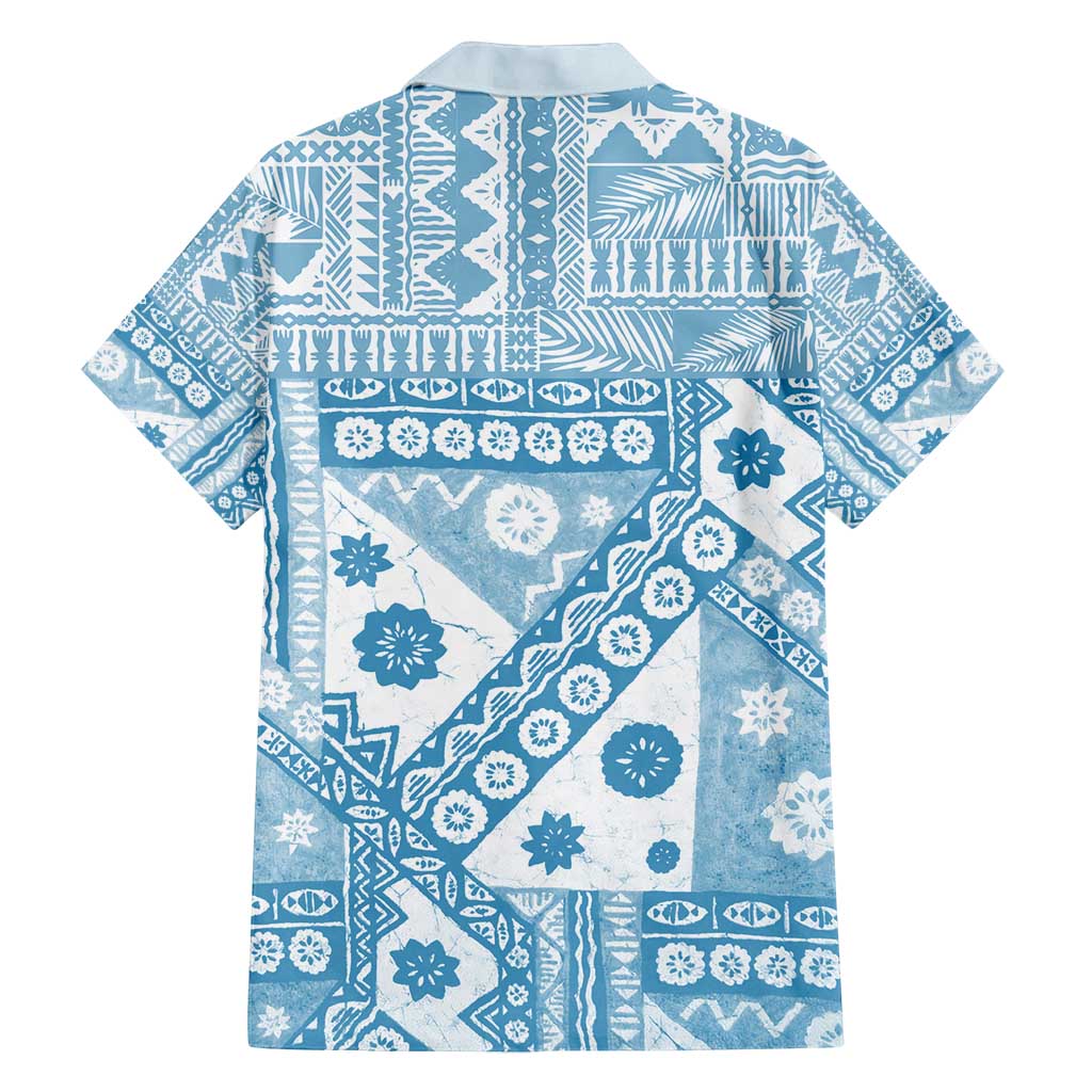 Blue Bula Fiji Family Matching Summer Maxi Dress and Hawaiian Shirt Unique Masi Tapa Pattern LT14 - Polynesian Pride