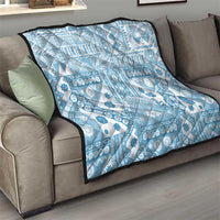 Blue Bula Fiji Quilt Unique Masi Tapa Pattern