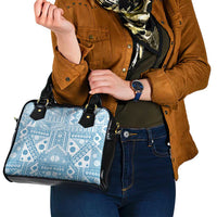 Blue Bula Fiji Shoulder Handbag Unique Masi Tapa Pattern